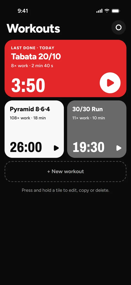 Workout list