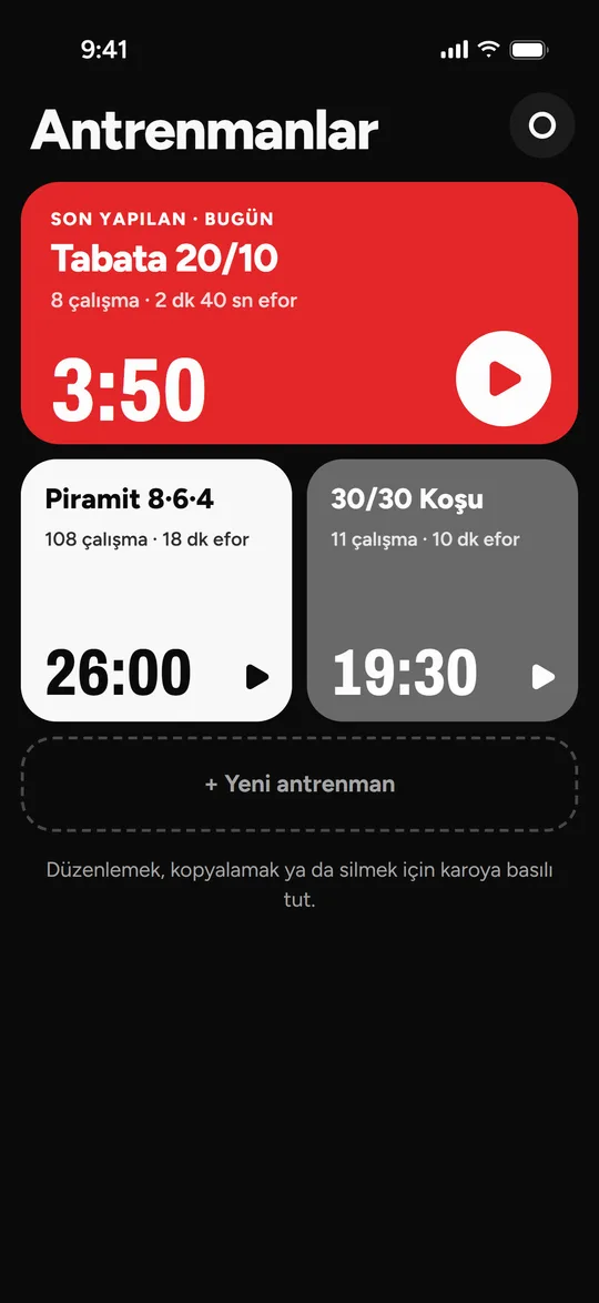 Antrenman listesi